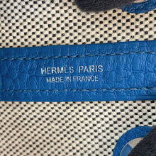将图像加载到图库查看器中,HERMES Neo Garden Ecru/Blue Wootle Mail Toile H Negonda Leather Size 23