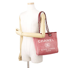 将图像加载到图库查看器中,CHANEL Deauville ChainTote Bag Pink/RedA66939 Canvas Leather Size PM