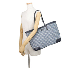 Load image into Gallery viewer, JIMMY CHOO NINE 2 FINE Shopping Tote Bag White/Denim Leather Canvas