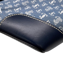 Load image into Gallery viewer, JIMMY CHOO NINE 2 FINE Shopping Tote Bag White/Denim Leather Canvas