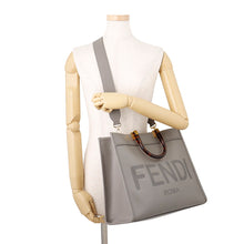 Load image into Gallery viewer, FENDI Sunshine 2-way Shoulder Bag Gray8BH386 Leather Size Medium