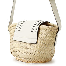 Load image into Gallery viewer, Chloe Mercy Bucket Natural/White Raffia Leather Size Small