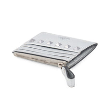 Load image into Gallery viewer, Valentino Garavani Studded Coin Purse Silver Leather