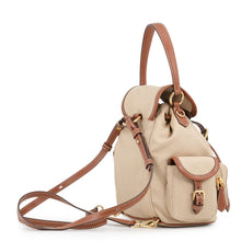 Load image into Gallery viewer, MIUMIU Logo Backpack Beige/Brown5BZ043 Leather Canvas Size Medium