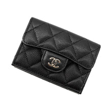Load image into Gallery viewer, CHANEL Tri-fold Wallet Matelasse CC Logo Classic Small Flap Wallet Caviar Leather BlackAP0230 Caviar Leather