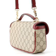 Load image into Gallery viewer, GUCCI GG Supreme Horsebit 1955 Top Handle 2-Way Bag Beige/Burgundy815206 GG Supreme Leather