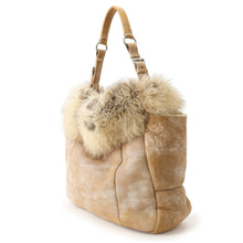 Load image into Gallery viewer, PRADA Fur Tote Bag BeigeBR3800 Leather Fur