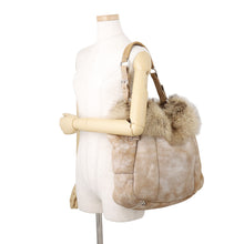 Load image into Gallery viewer, PRADA Fur Tote Bag BeigeBR3800 Leather Fur
