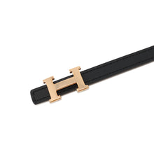Load image into Gallery viewer, HERMES Belt buckle mini H & reversible belt 13 Size 85 Black/Etoupe Epsom Swift Leather