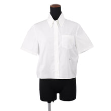 将图像加载到图库查看器中,PRADA Short-sleeved poplin shirt blouse Size 40 WhiteP477IR Cotton100%