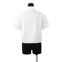 将图像加载到图库查看器中,PRADA Short-sleeved poplin shirt blouse Size 40 WhiteP477IR Cotton100%