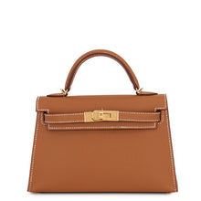 将图像加载到图库查看器中,HERMES Mini Kelly 2 Gold Epsom