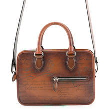 Load image into Gallery viewer, Berluti Calligraphy Jules Gulliver 2-Way Handbag Brown Leather