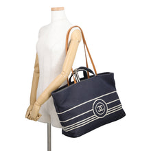 Load image into Gallery viewer, CHANEL CC Logo Tote Bag NavyA92240 Denim Leather