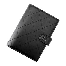 Load image into Gallery viewer, CHANEL Matelasse CC Logo Passport Case BlackAP3824-B15615-94305 Calf Leather