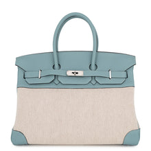 Load image into Gallery viewer, HERMES Birkin Ciel/Ecru Toile H Taurillon Clemence Size 35