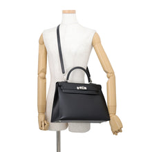 将图像加载到图库查看器中,HERMES Kelly Sellier Black Box Calf Leather Size 32