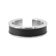 Load image into Gallery viewer, HERMES Athena Ring Size 57 Black Veau Madame Metal