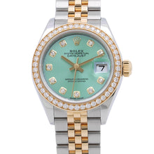 将图像加载到图库查看器中,ROLEX Lady-Datejust Diamond Bezel W28mm Stainless Steel K18YG Mint Green Tapestry Dial279383RBR