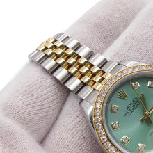 将图像加载到图库查看器中,ROLEX Lady-Datejust Diamond Bezel W28mm Stainless Steel K18YG Mint Green Tapestry Dial279383RBR