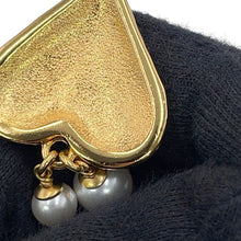 将图像加载到图库查看器中,CHANEL CC Logo Heart Necklace Gold Gold Plated Faux Pearl Rhinestone