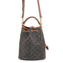 Load image into Gallery viewer, CELINE Clara 2-Way Bucket Bag Triomphe Tan116882FQM.04LU PVC Calf Leather Size Medium
