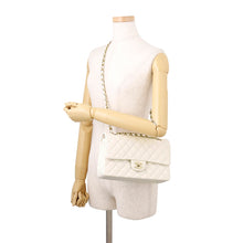 将图像加载到图库查看器中,CHANEL Matelasse 25 Double Flap Chain Shoulder WhiteA01112 Caviar Leather
