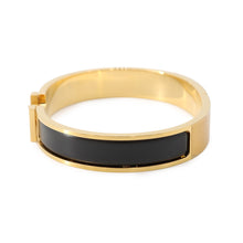 Load image into Gallery viewer, HERMES ClicHH Bangle Size PM Black Enamel Gold Plated