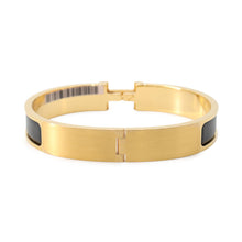 Load image into Gallery viewer, HERMES ClicHH Bangle Size PM Black Enamel Gold Plated