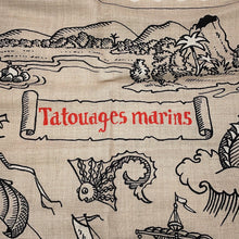 Load image into Gallery viewer, HERMES Giant Square Sailor Tattoo Bandana Size 140 Natural/Rouge/Black Cashmere70% Silk30%