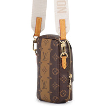 Load image into Gallery viewer, LOUIS VUITTON Striped Double Phone Pouch LV MADE NIGO RS BrownM81005 Monogram stripe