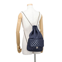 Load image into Gallery viewer, CHANEL Matelasse Drawstring Backpack NavyA94417 Lambskin