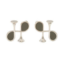 将图像加载到图库查看器中,HERMES Col H Earrings Gray Swift Leather Metal