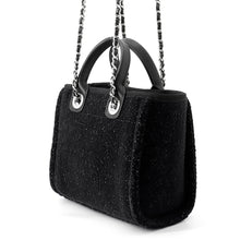 将图像加载到图库查看器中,CHANEL Deauville2wayHandbag BlackA86374 Lame Tweed Leather Size Mini