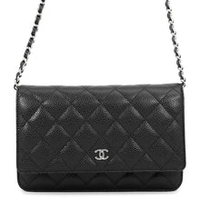 将图像加载到图库查看器中,CHANEL Classic Matelasse Chain Shoulder Wallet BlackAP0250 Caviar Leather
