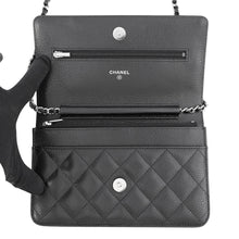 将图像加载到图库查看器中,CHANEL Classic Matelasse Chain Shoulder Wallet BlackAP0250 Caviar Leather
