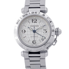 将图像加载到图库查看器中,CARTIER Pasha C Meridian GMT W35mm Stainless Steel Silver DialW31078M7