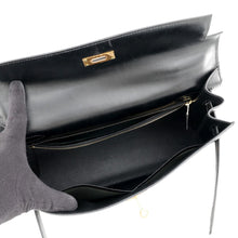 将图像加载到图库查看器中,HERMES Kelly Sellier Black Box Calf Leather Size 32