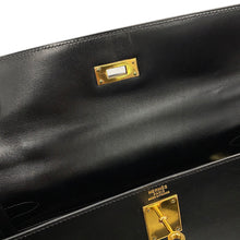 将图像加载到图库查看器中,HERMES Kelly Sellier Black Box Calf Leather Size 32