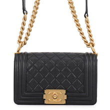 Load image into Gallery viewer, CHANEL Boy Chanel ChainShoulder Bag BlackA67085 Caviar Leather Size Small