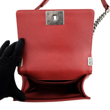 Load image into Gallery viewer, CHANEL Boy Chanel Chevron ChainShoulder Bag RedA67085 Caviar Leather Size Small