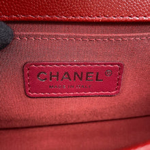 Load image into Gallery viewer, CHANEL Boy Chanel Chevron ChainShoulder Bag RedA67085 Caviar Leather Size Small