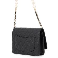 将图像加载到图库查看器中,CHANEL Matelasse Pearl Chain Wallet BlackAP1841 Lambskin Pearl
