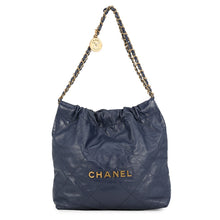 将图像加载到图库查看器中,CHANEL CHANEL22 ChainShoulder Bag NavyAS3260 Shiny Calf Leather Size Small