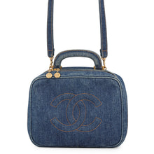 将图像加载到图库查看器中,CHANEL CC Logo 2-Way Vanity Bag BlueA07061 Denim