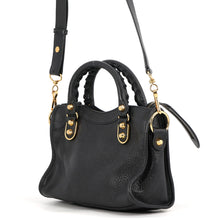 Load image into Gallery viewer, BALENCIAGA Classic Metallic Edge Mini City 2-Way Bag Black390160 Leather