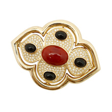 Load image into Gallery viewer, Dior Rhinestone Brooch Black/Red Metal Rhinestone