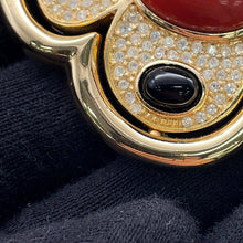 Load image into Gallery viewer, Dior Rhinestone Brooch Black/Red Metal Rhinestone