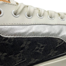 将图像加载到图库查看器中,LOUIS VUITTON Sneakers Black/White/Silver Leather Canvas Size 5