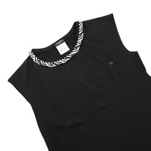 Load image into Gallery viewer, CHANEL French Sleeve Tweed Trim T-Shirt Size 38 Black Cotton100%